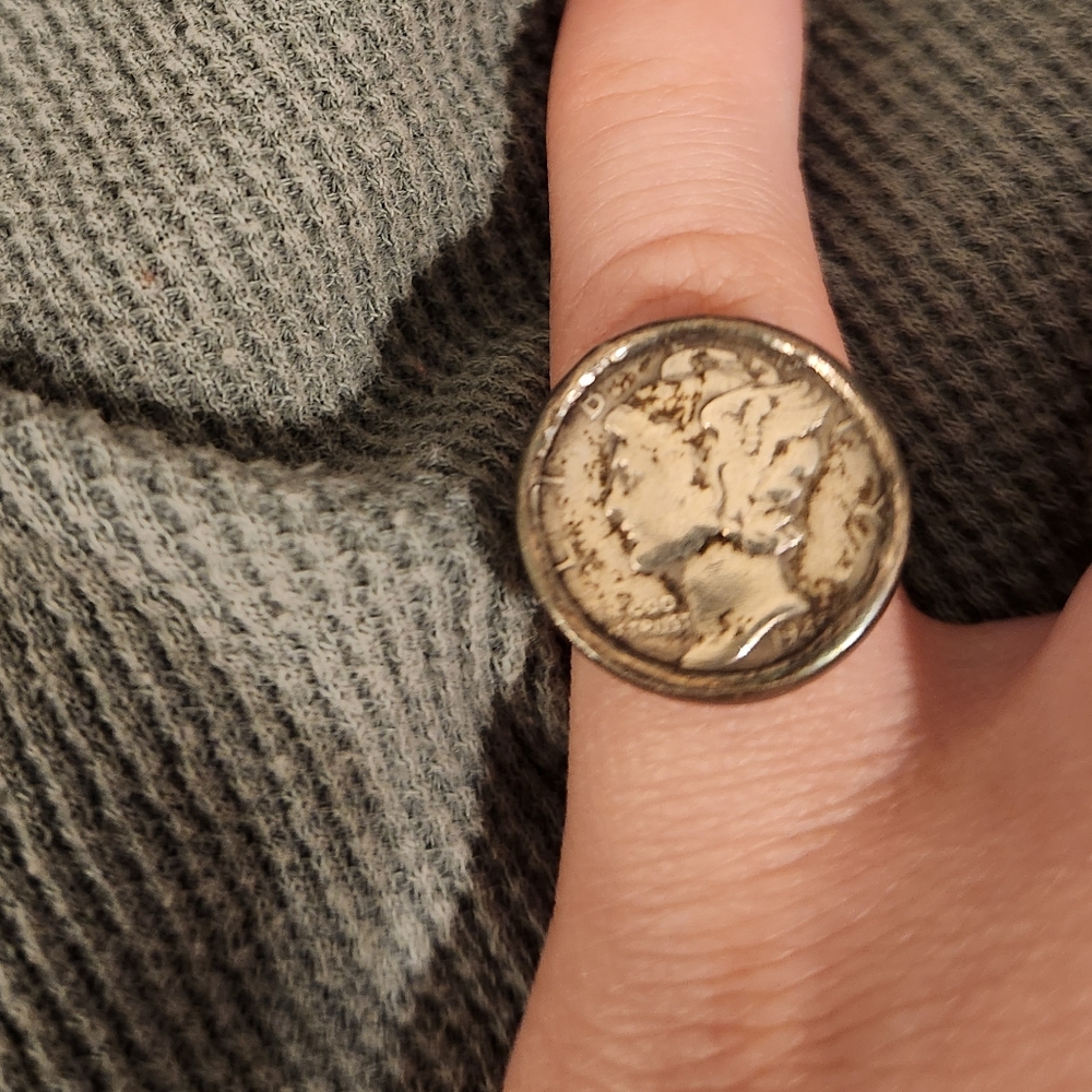 Custom 1945 mercury dime ring